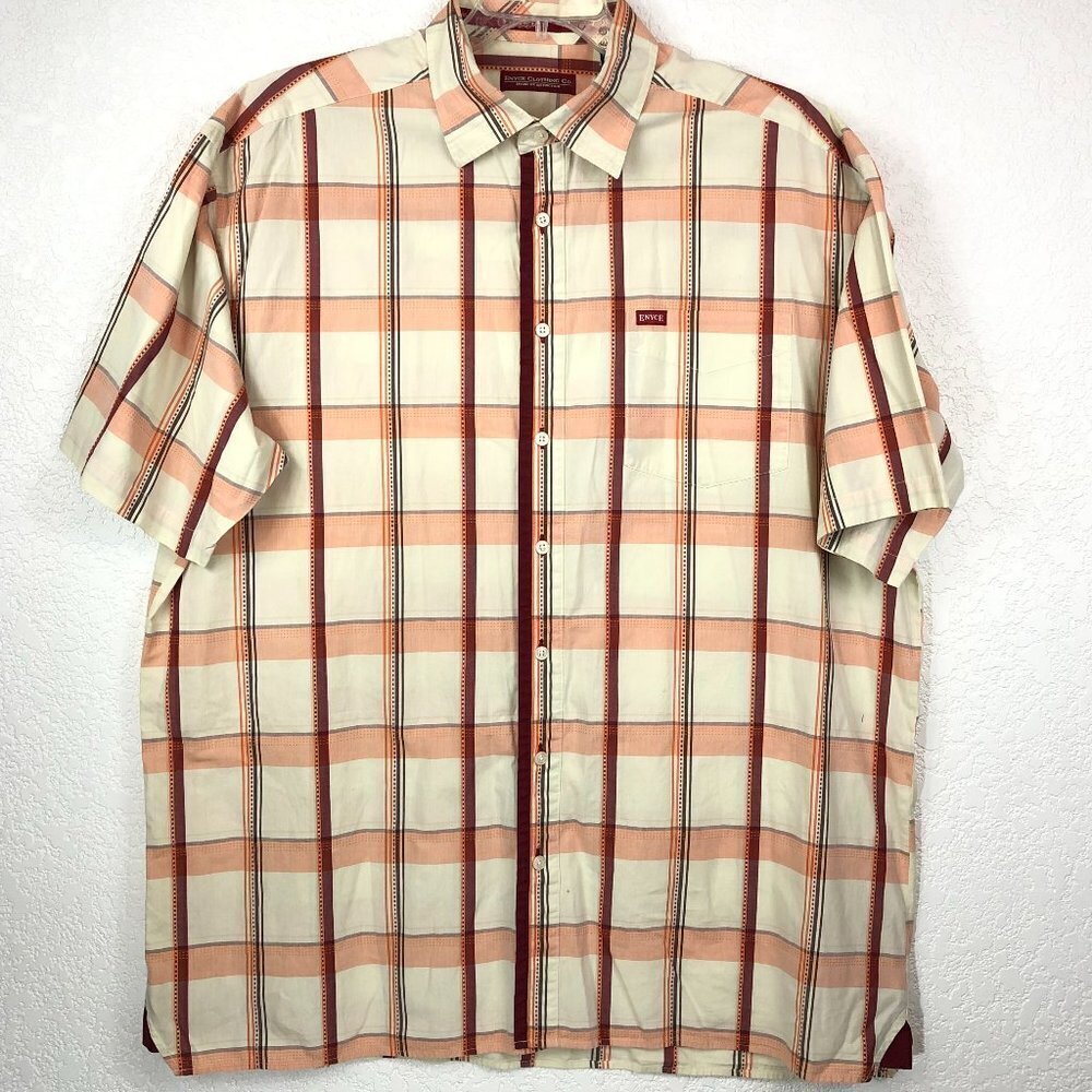 Enyce White And Peach Colored Button Up shirt Size XXL